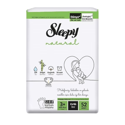 Sleepy Natural Ultra Hassas Bebek Bezi 3+ 52 Ad